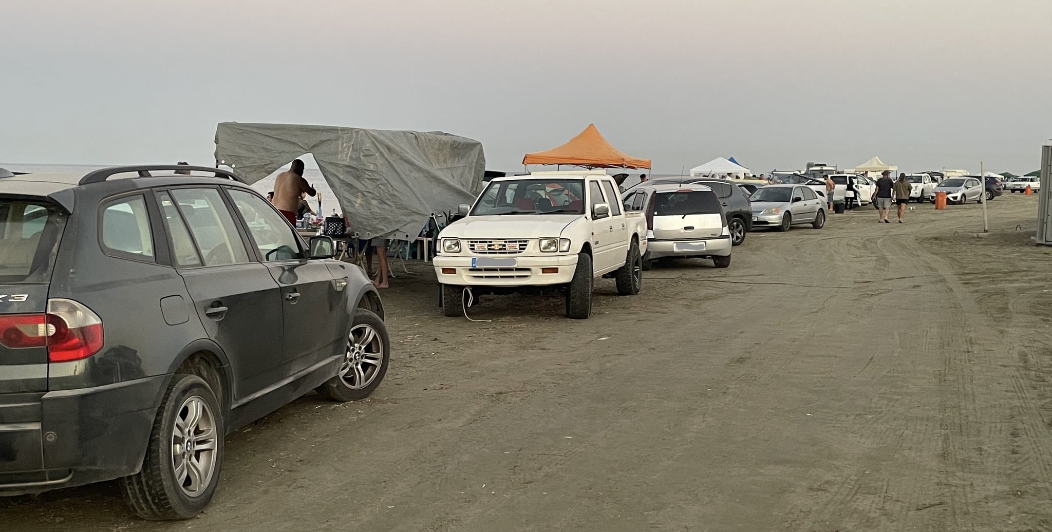 feautre nick cars alongside the beach