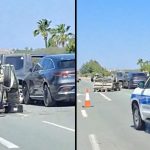 Car hits traffic light at Larnaca-Ayia Napa motorway roadworks (video)