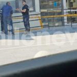 Police investigate incident after two masked men spotted outside Kiti bank (photos)