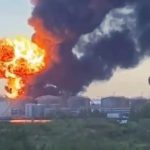 Ukrainian drones strike St Petersburg oil terminal and naval base hours before Putin’s economic forum